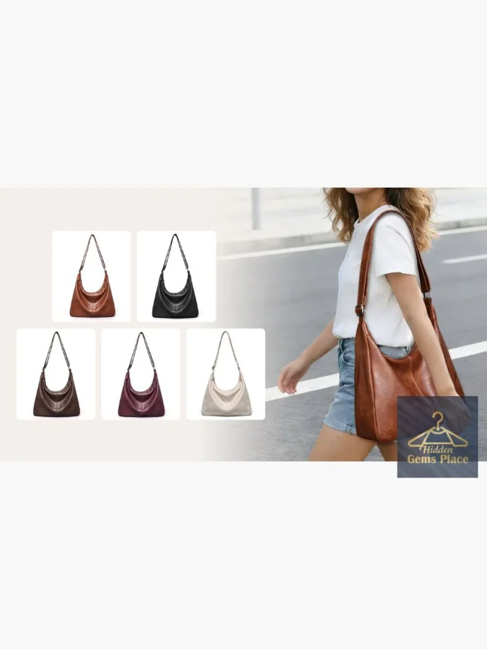 Slouchy Hobo Tote Crossbody Vegan Leather Shoulder Bag